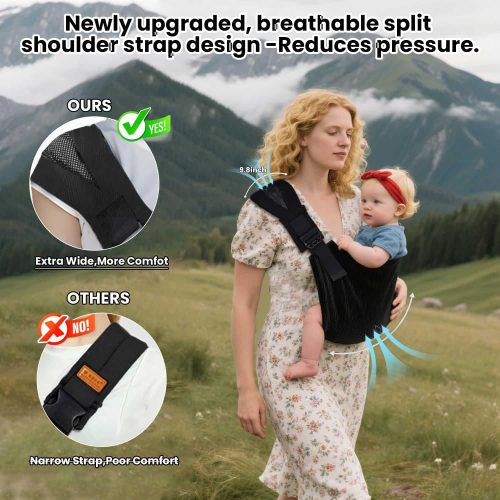 PouchCo Adventurer Ergonomic Toddler Sling Carrier - Black Corduroy - Image 6