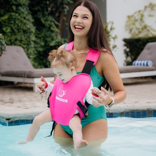 PouchCo Aqua Neoprene Waterproof Baby Carrier - Rose Pink