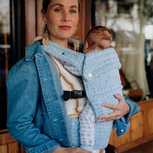 PouchCo Ergonomic "Premium Classic" Baby Carrier - Sky Blue Denim (Limited Edition!)